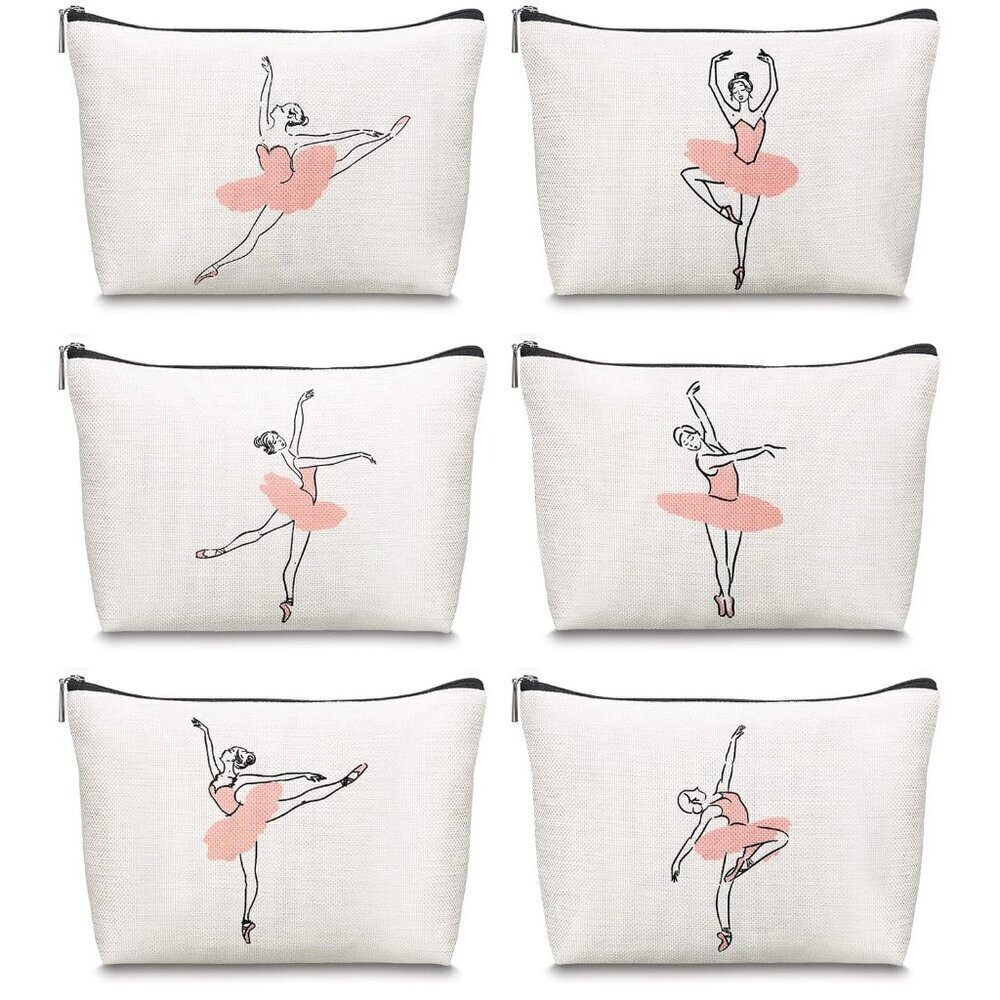 6 Pcs Dance Makeup Bag Gift Dancer Cosmetic Bags Ballet Teacher Gift Toiletry Zi